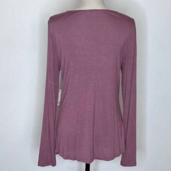 GLITZ WOMEN'S SIZE XL LONG SLEEVE CASUAL CHOKER MAUVE TUNIC  BLOUSE NWT - Picture 3 of 3